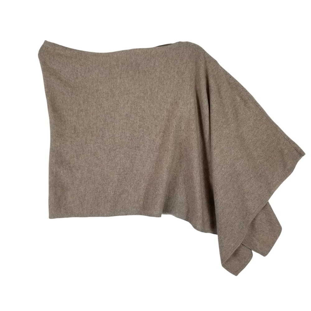 Cozee Cashmere Poncho Wrap Women OS Taupe Asymmetrical 100% Cashmere Luxury